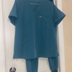 Figs Blue Scrub Top